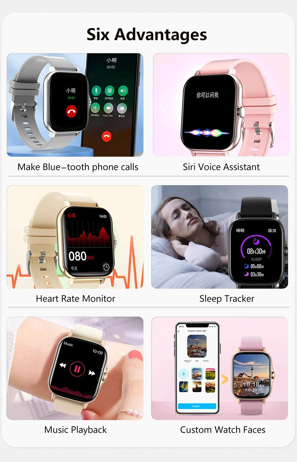 KESHUYOU Bluetooth Smartwatch with Health Monitoring