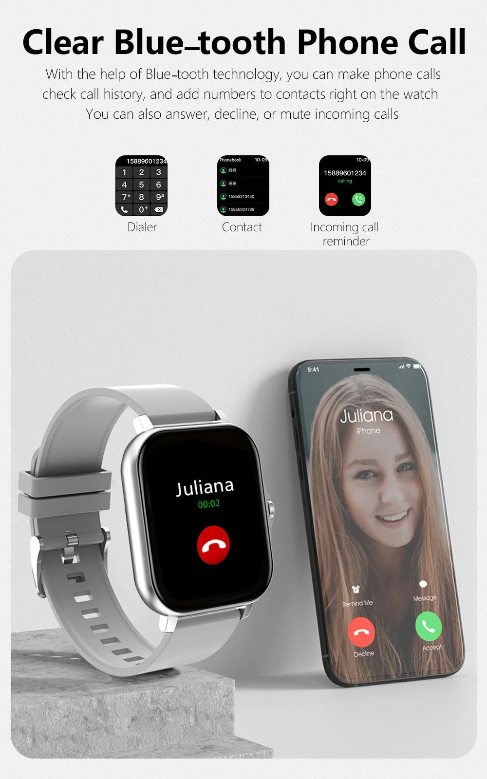 KESHUYOU Bluetooth Smartwatch with Health Monitoring